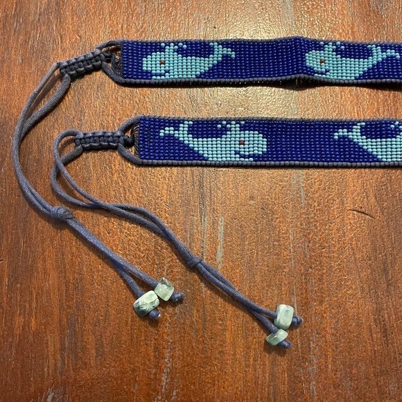 Handmade Woven Seed-beads Whale Blue Belt - Picture 2 of 5